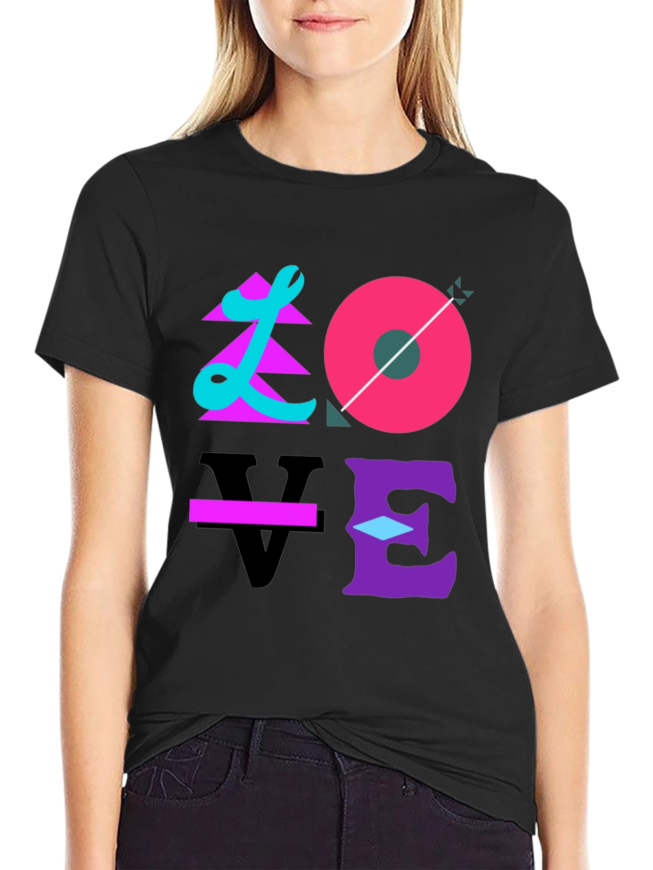 Camiseta Negra Love Diseño Artístico