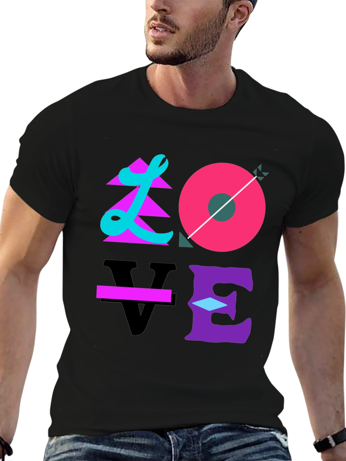Camiseta Negra Love Diseño Artístico