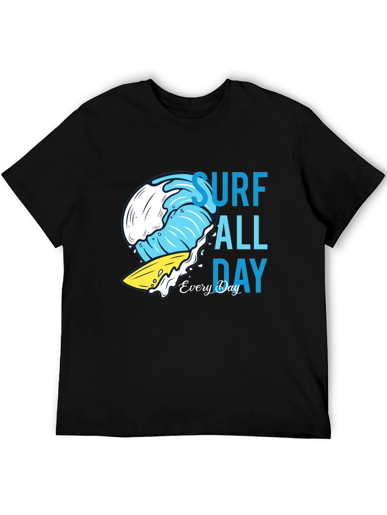 Camiseta Negra Estampada Surf Todo el Día