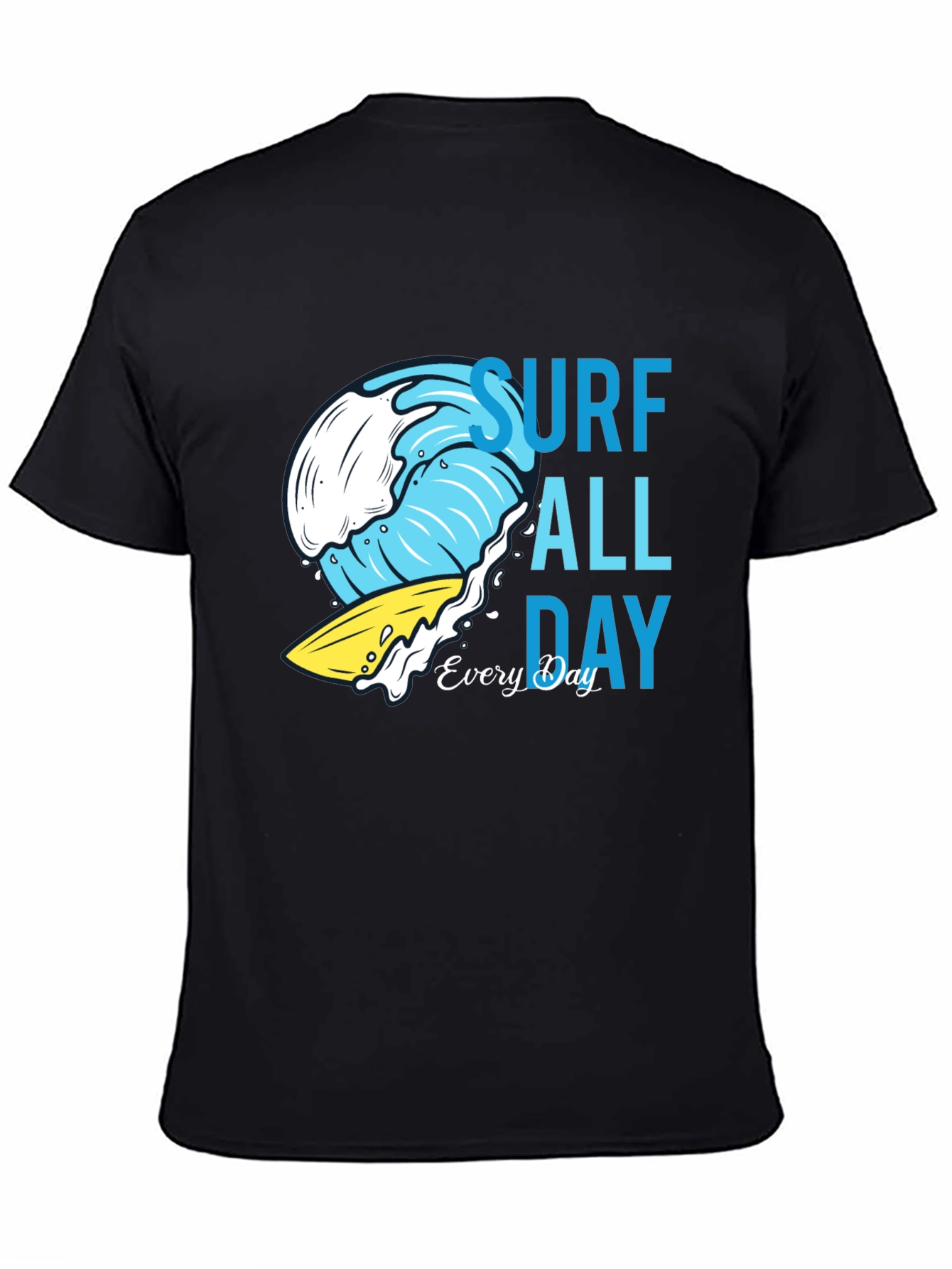 Camiseta Negra Estampada Surf Todo el Día