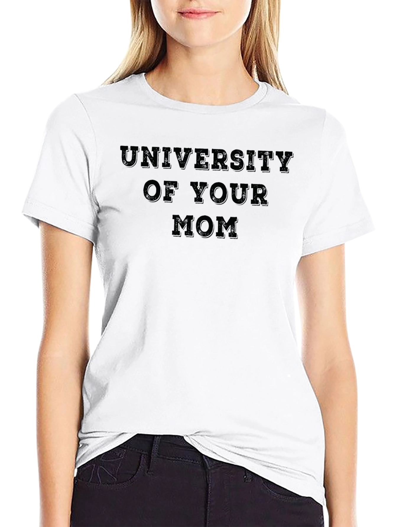 Camiseta Negra Humorística: University of Your Mom