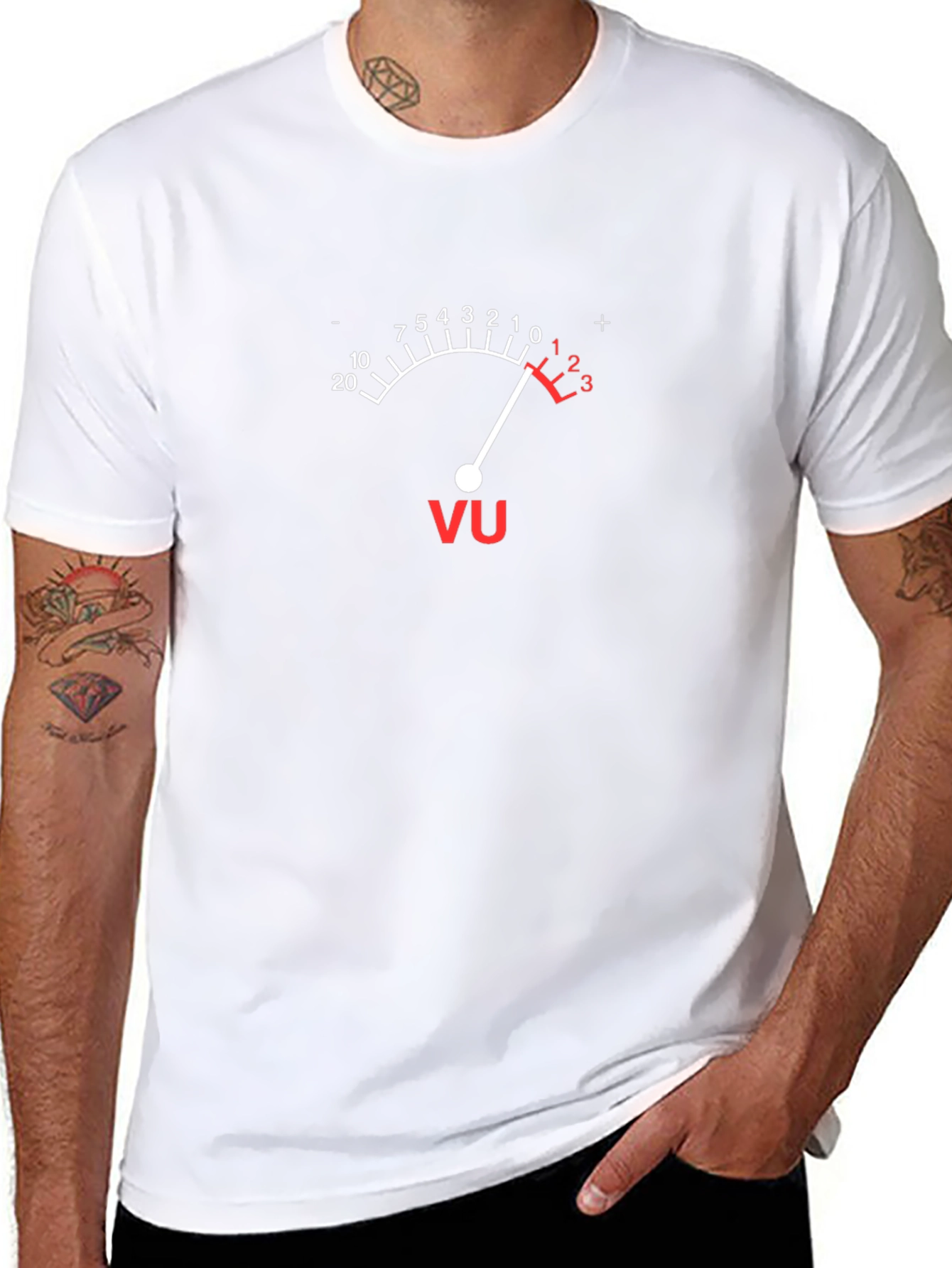 Camiseta Negra Medidor VU Analógico Música