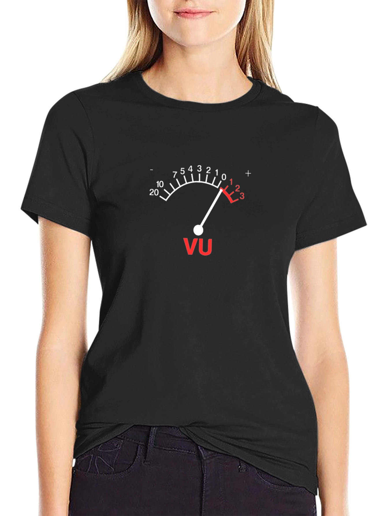 Camiseta Negra Medidor VU Analógico Música