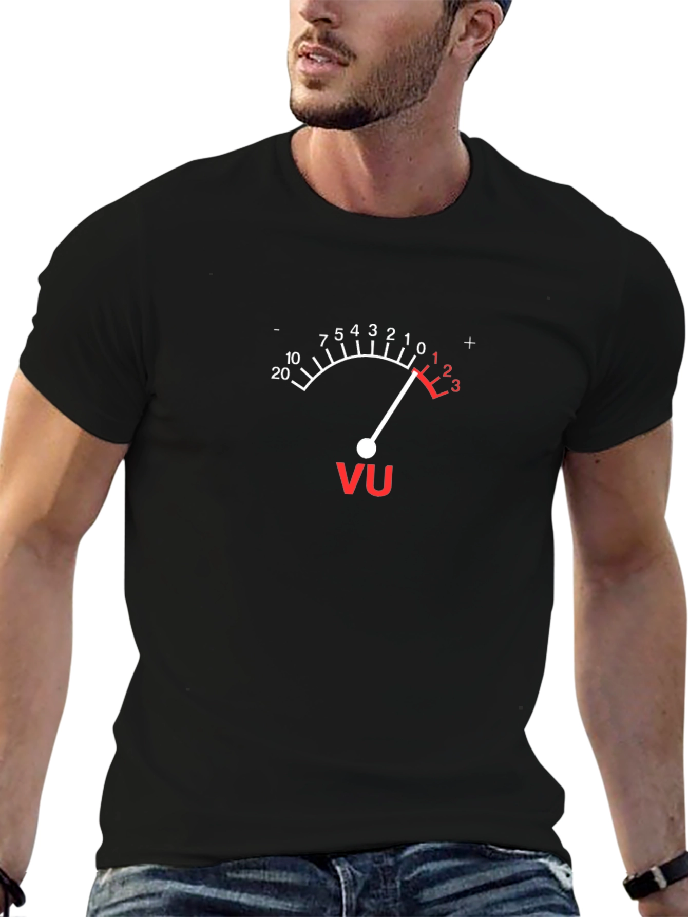 Camiseta Negra Medidor VU Analógico Música