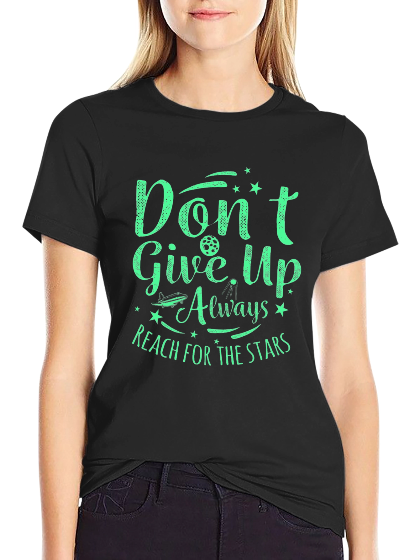 Camiseta Negra No Te Rindas Motivacional