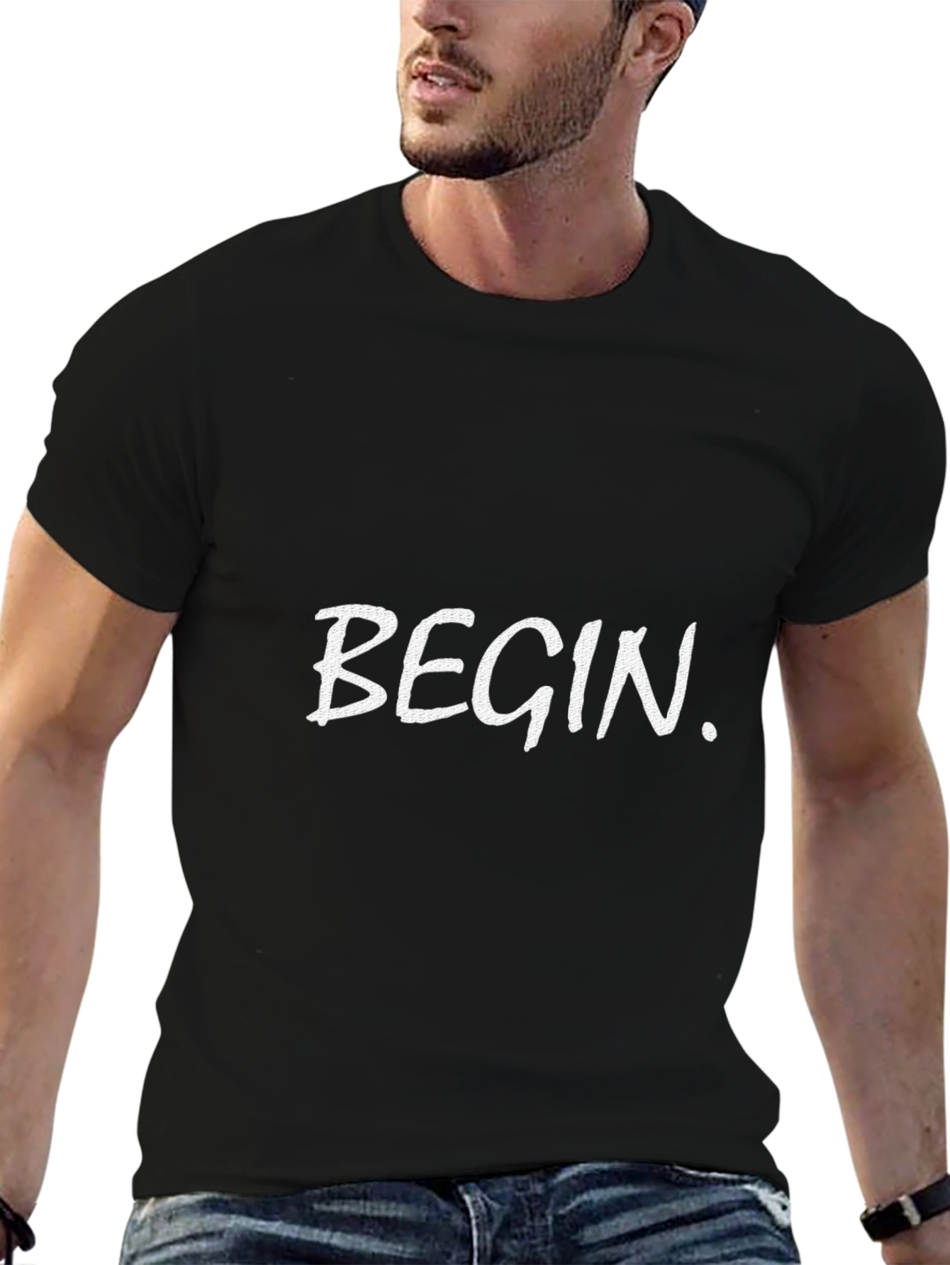Camiseta Negra con Texto BEGIN