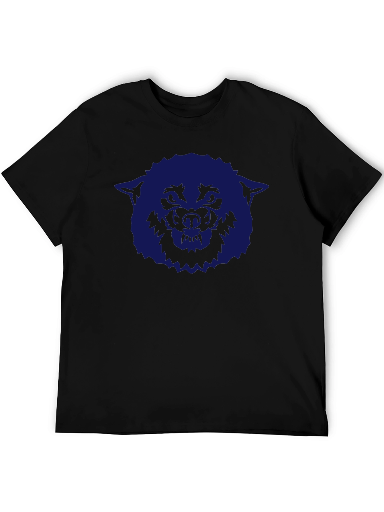 Camiseta Negra con Diseño de Lobo Azul