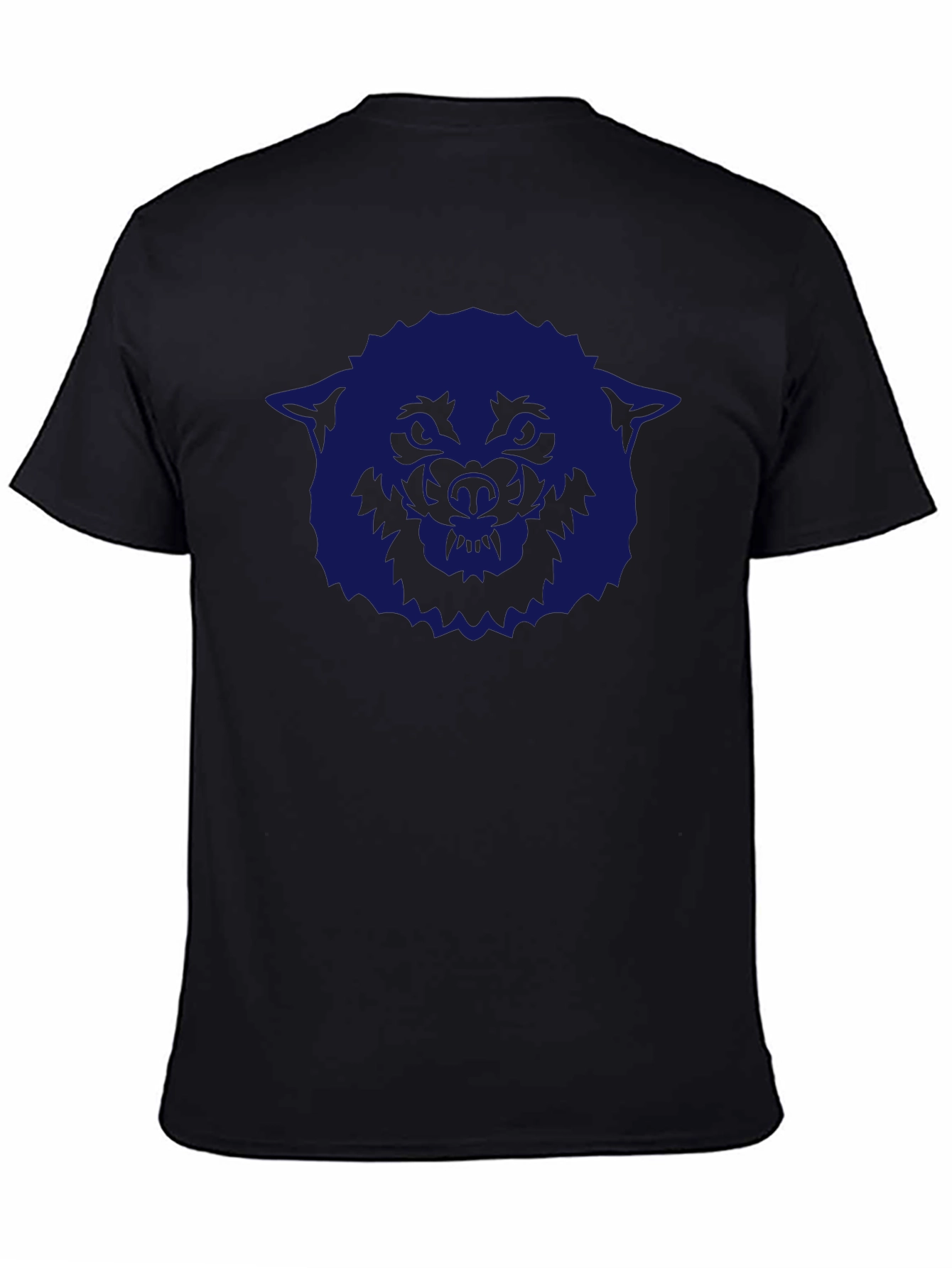 Camiseta Negra con Diseño de Lobo Azul