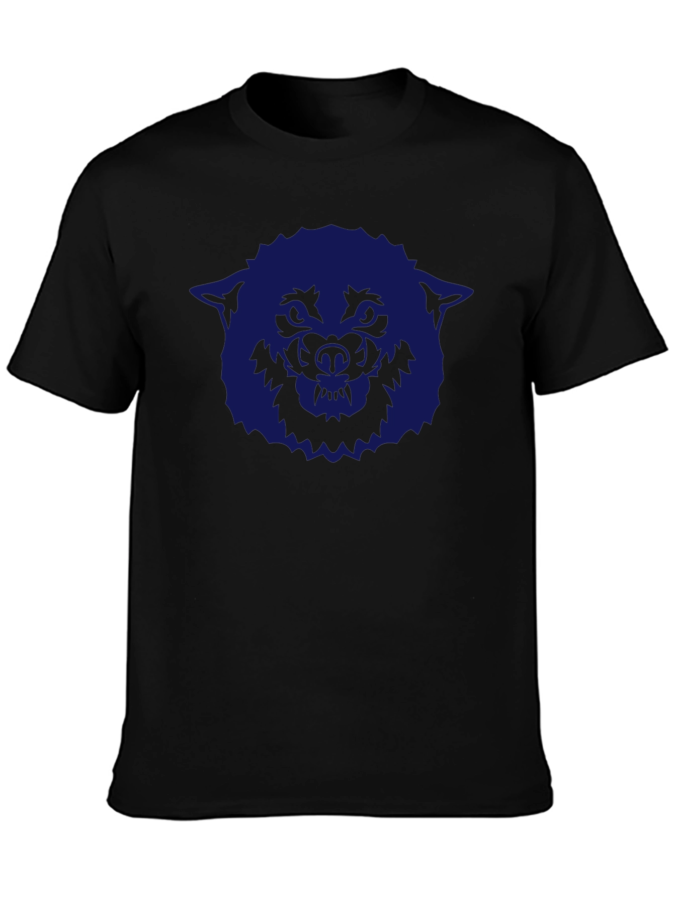 Camiseta Negra con Diseño de Lobo Azul