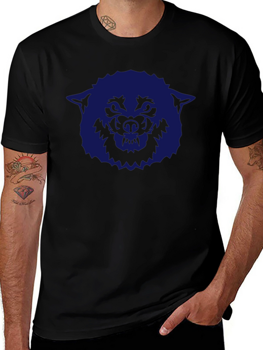 Camiseta Negra con Diseño de Lobo Azul