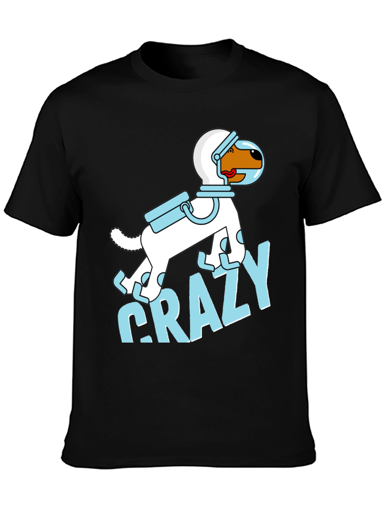 Camiseta Negra con Diseño de Perro Astronauta Loco
