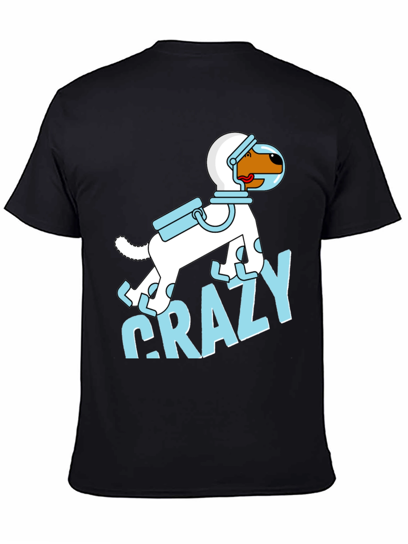 Camiseta Negra con Diseño de Perro Astronauta Loco
