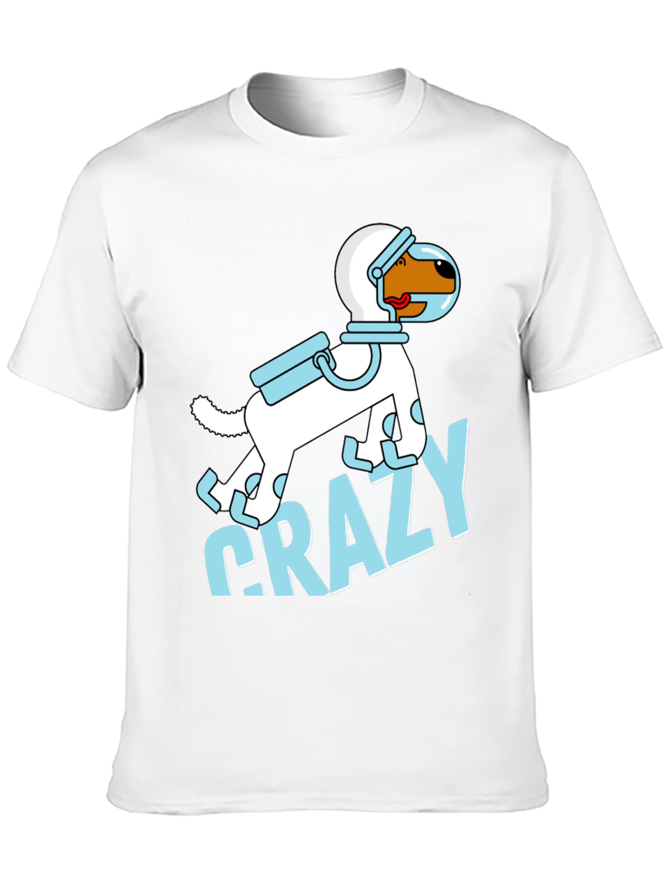 Camiseta Negra con Diseño de Perro Astronauta Loco