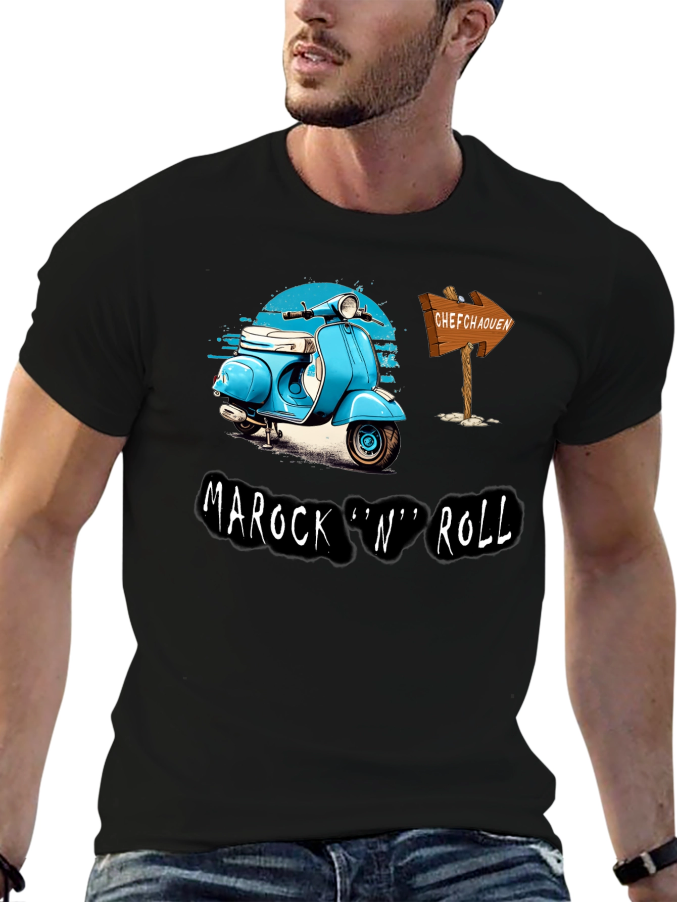Camiseta Hombre Negra Marock n Roll Scooter