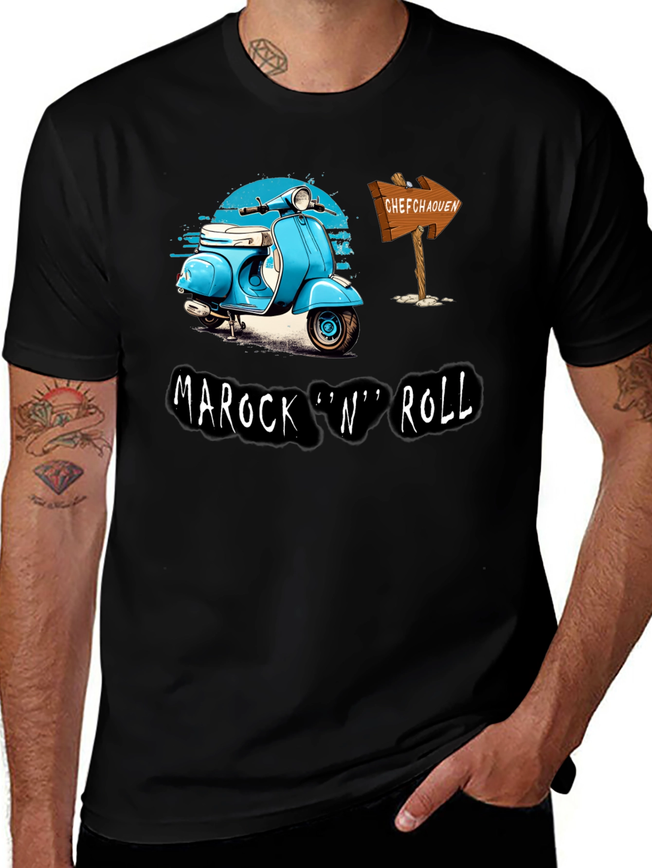 Camiseta Hombre Negra Marock n Roll Scooter