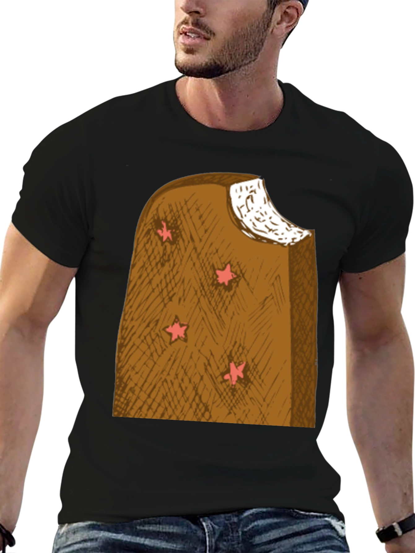 Camiseta Negra con Diseño Helado Estrella