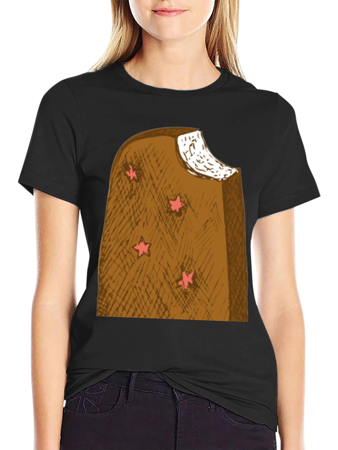 Camiseta Negra con Diseño Helado Estrella