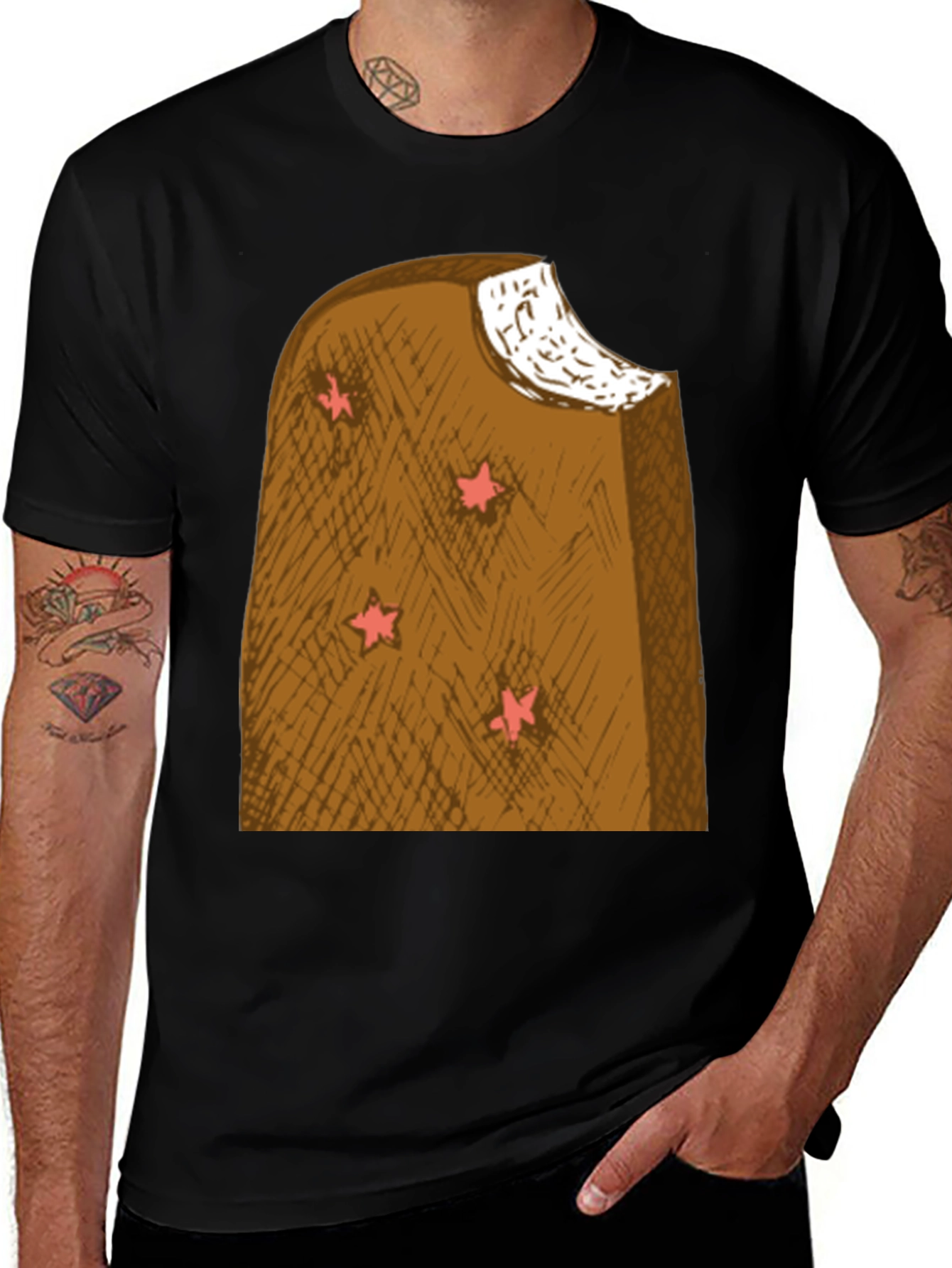 Camiseta Negra con Diseño Helado Estrella