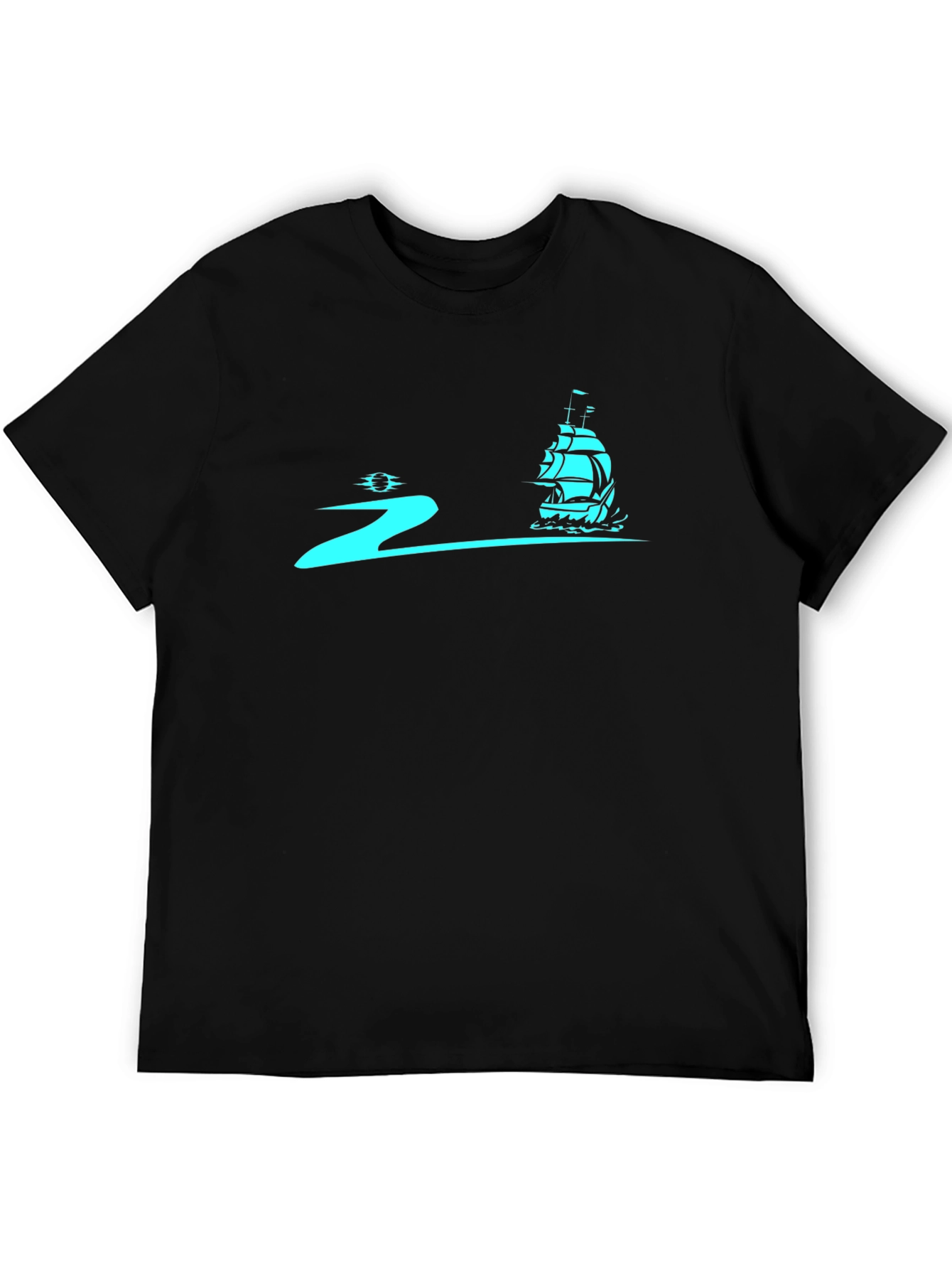 Camiseta Negra con Diseño Náutico Azul