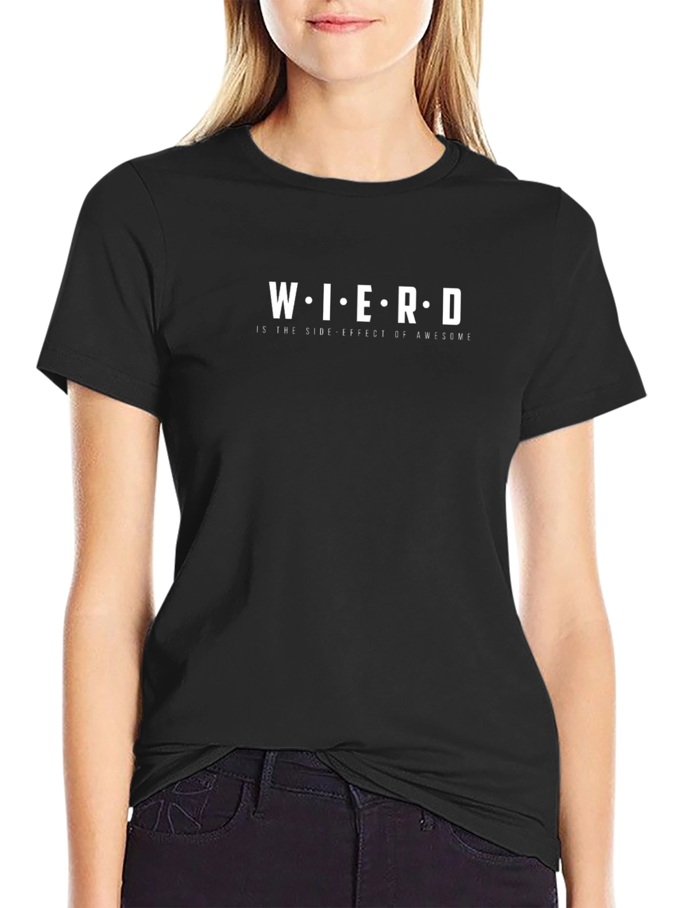 Camiseta Negra con Mensaje W-I-E-R-D