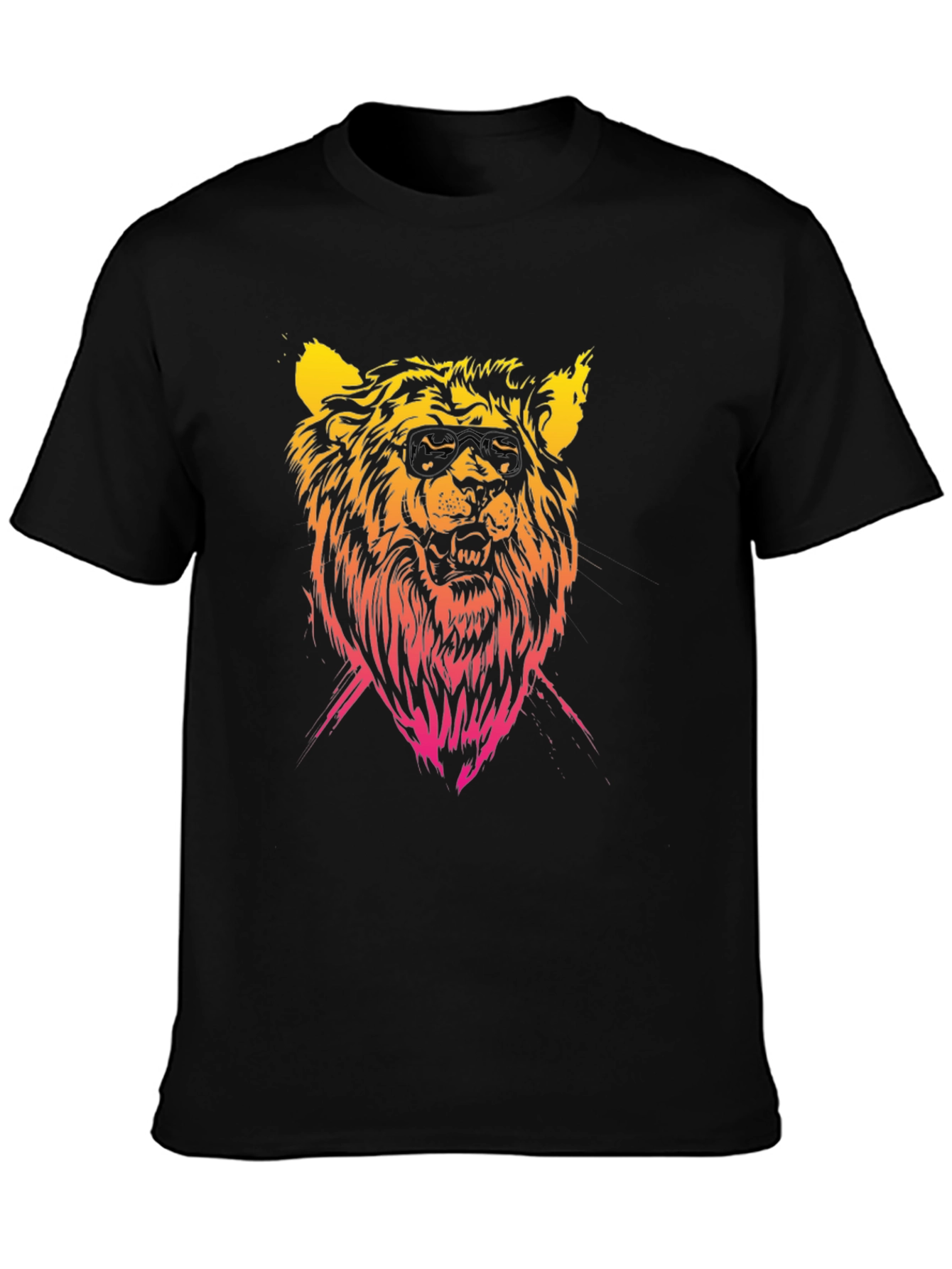 Camiseta Negra con León Degradado