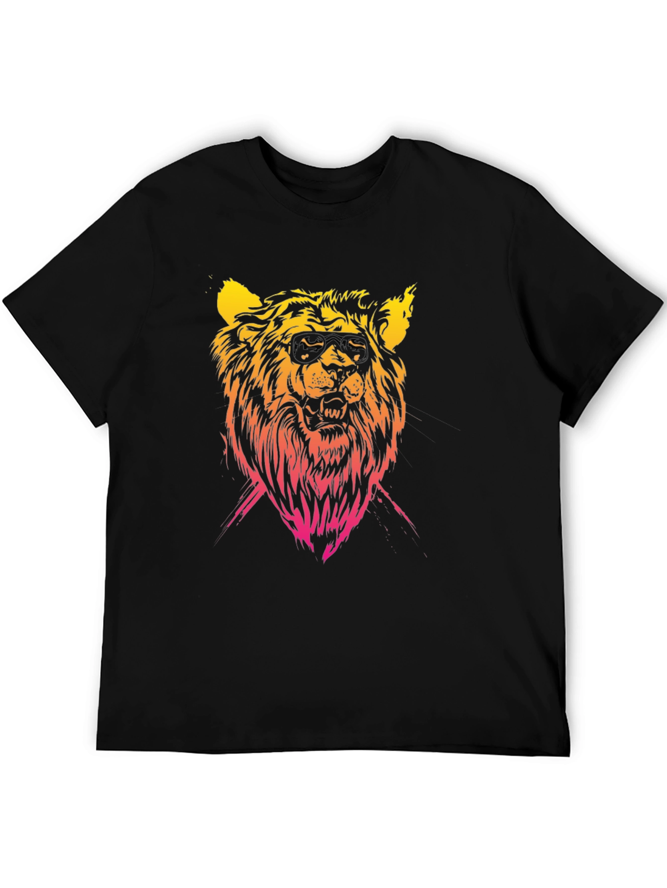 Camiseta Negra con León Degradado