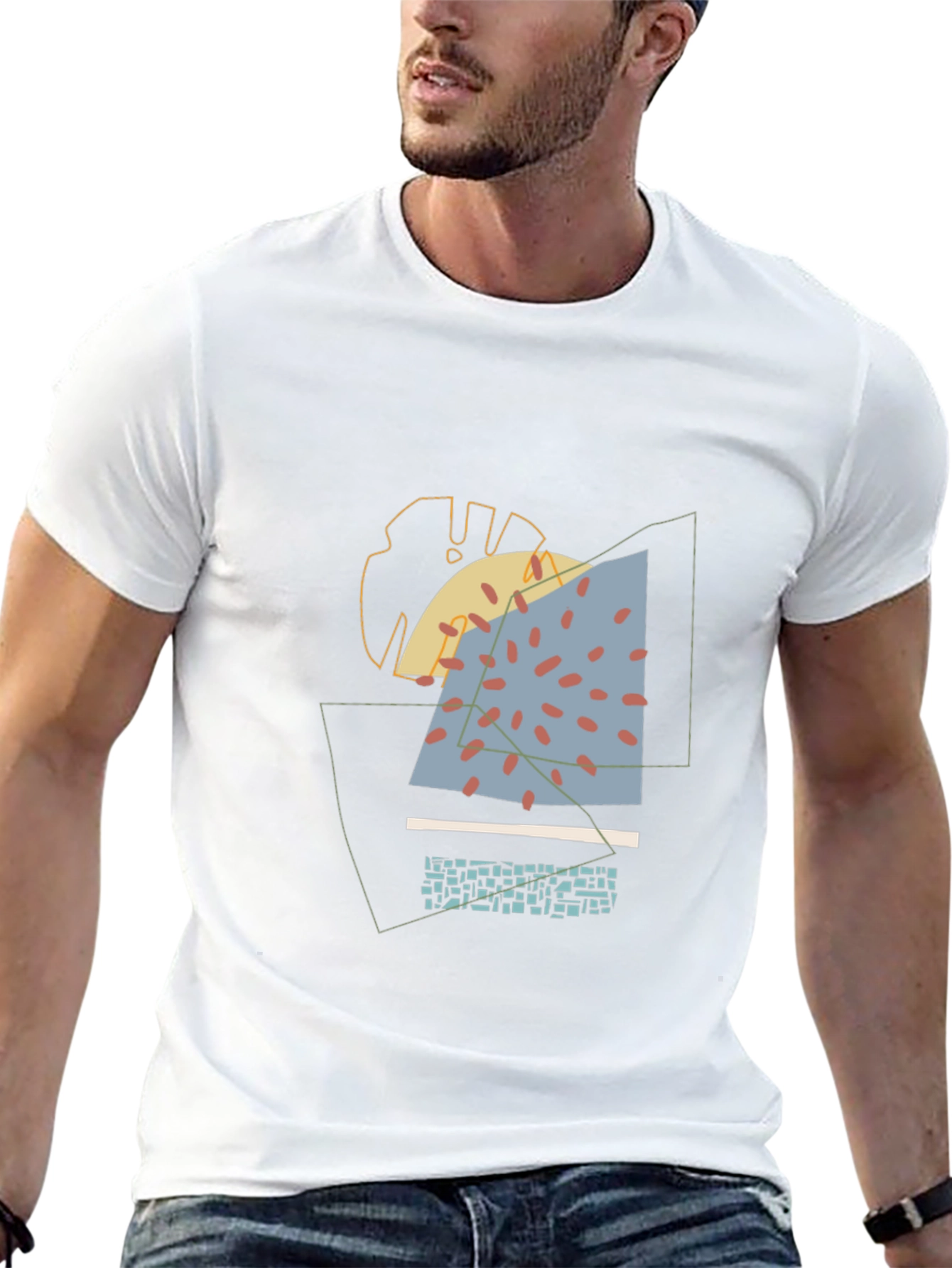 Camiseta Negra Diseño Abstracto Moderno para Hombre