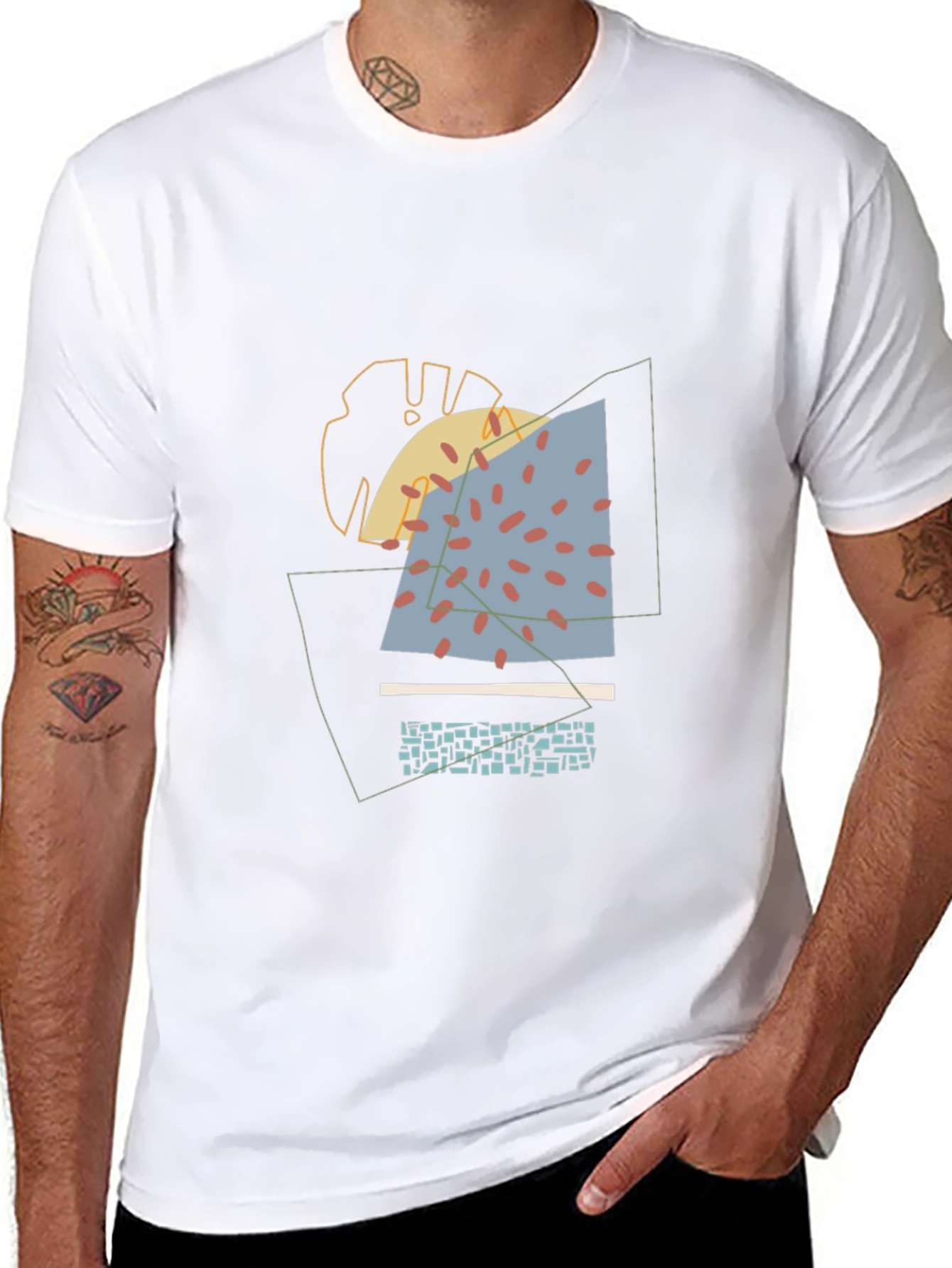 Camiseta Negra Diseño Abstracto Moderno para Hombre