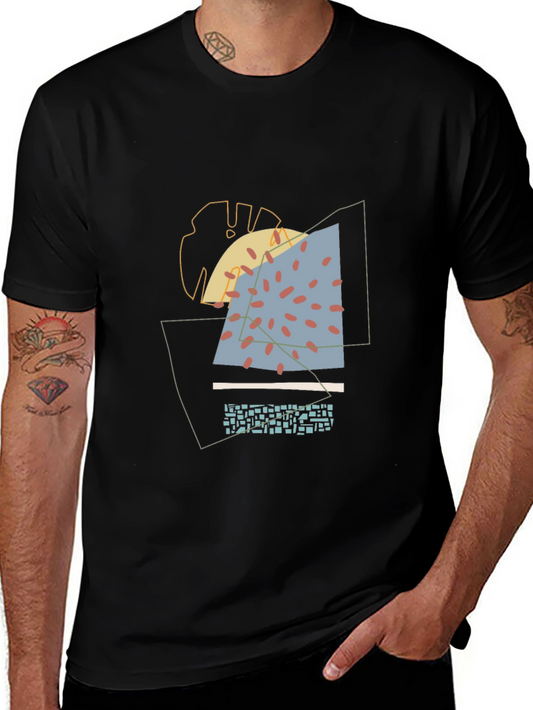Camiseta Negra Diseño Abstracto Moderno para Hombre