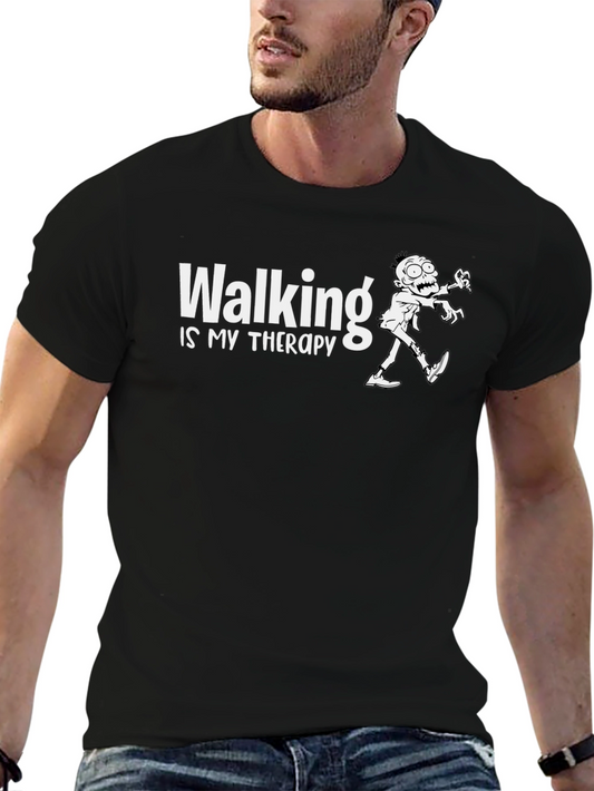 Camiseta Negra Walking is my Therapy Zombie