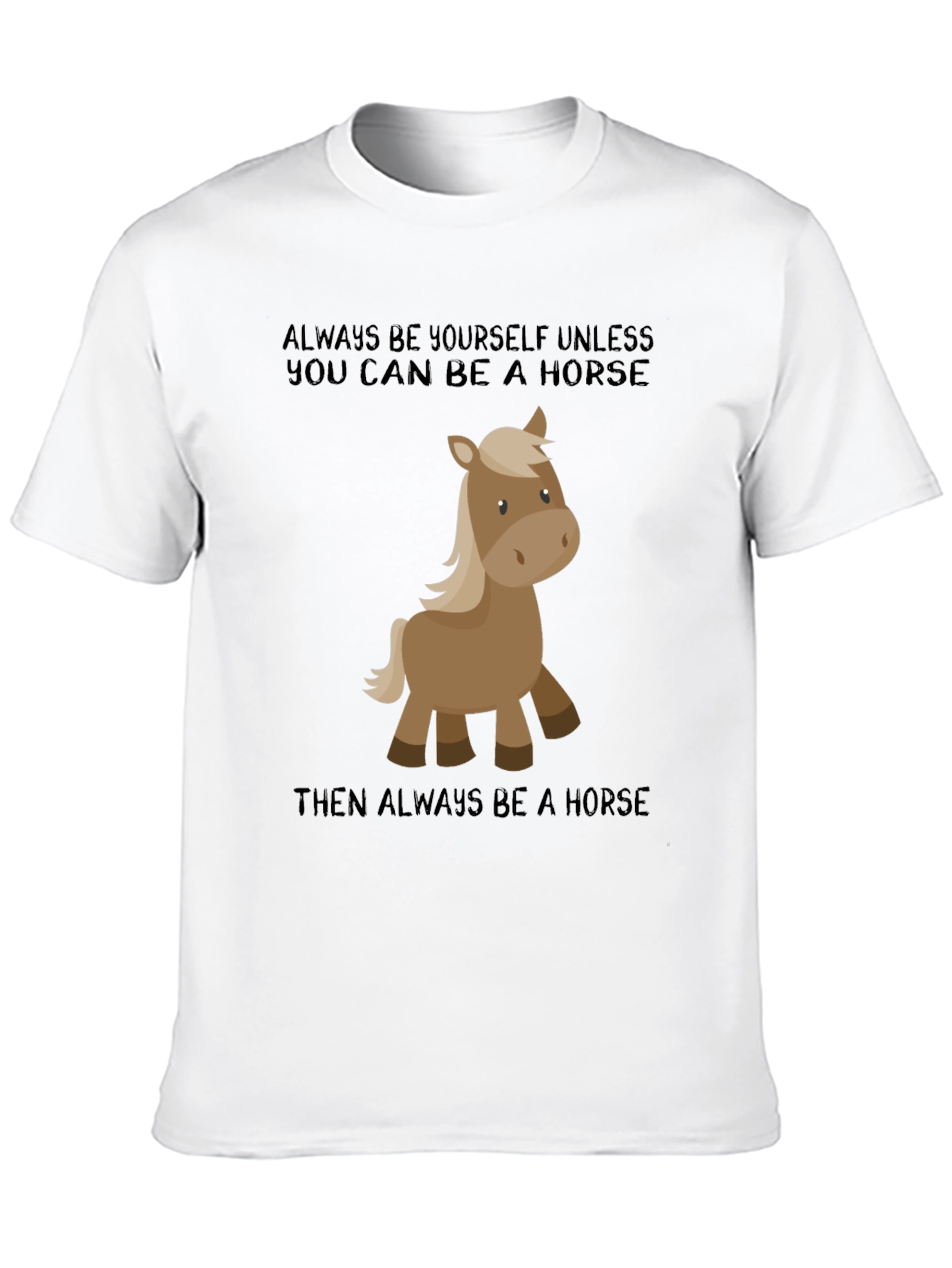 Camiseta Negra con Diseño Divertido de Caballo