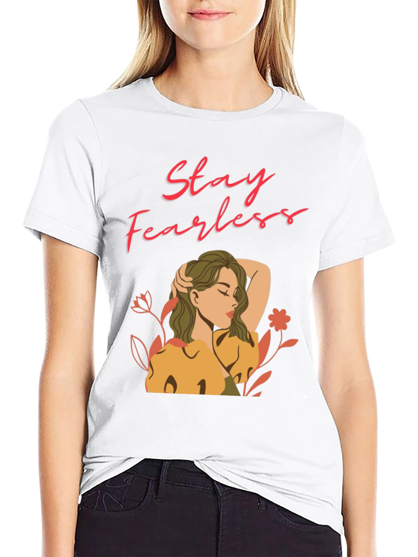 Camiseta Negra Stay Fearless para Mujer