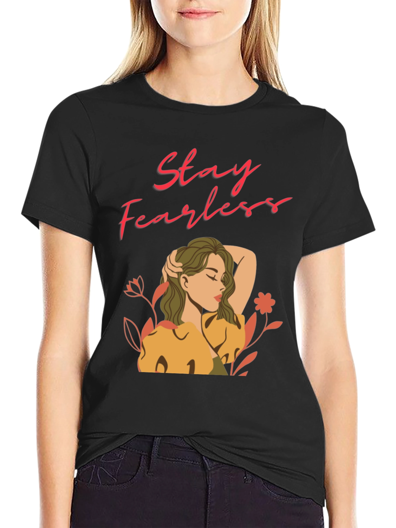 Camiseta Negra Stay Fearless para Mujer
