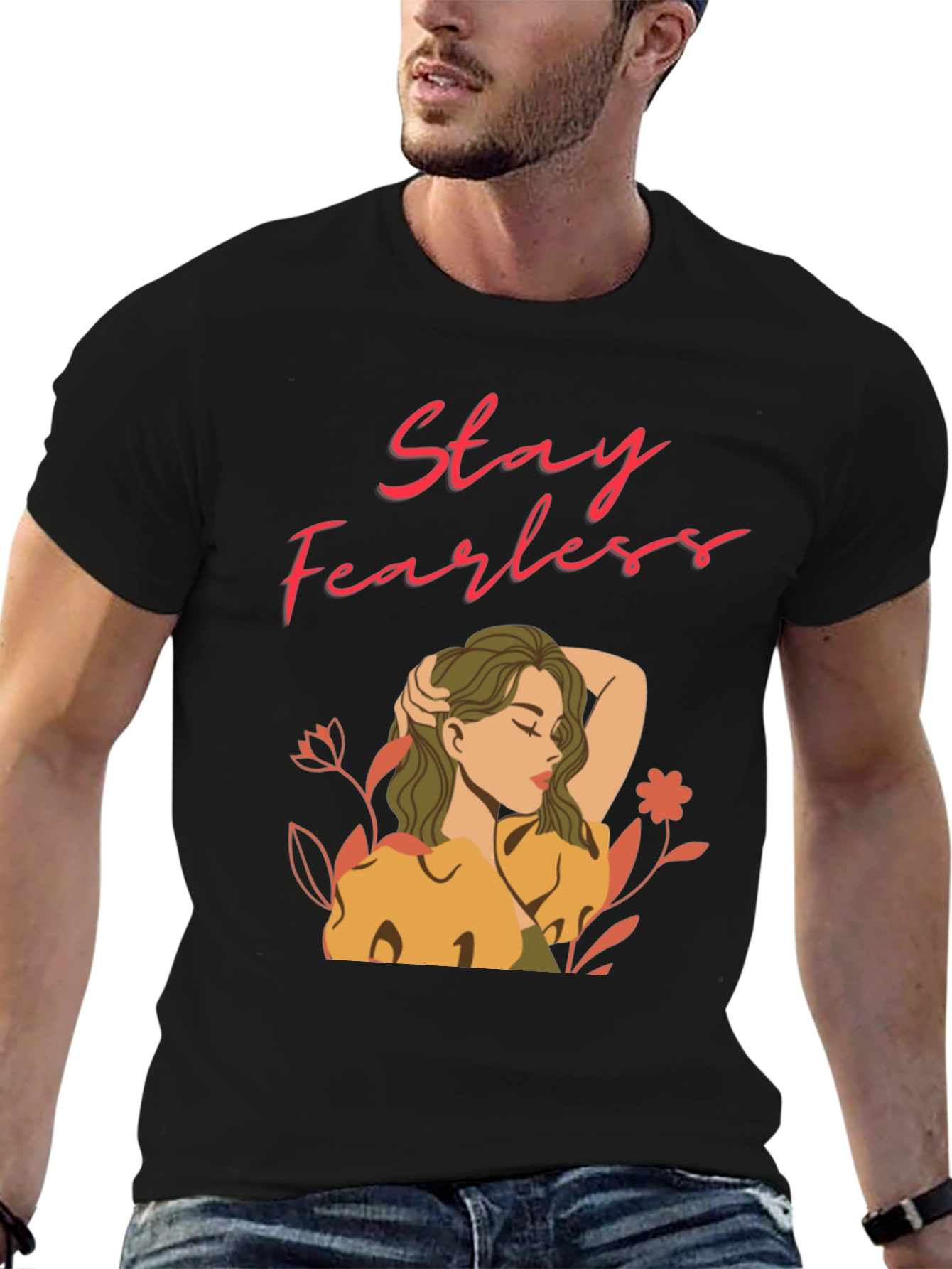 Camiseta Negra Stay Fearless para Mujer