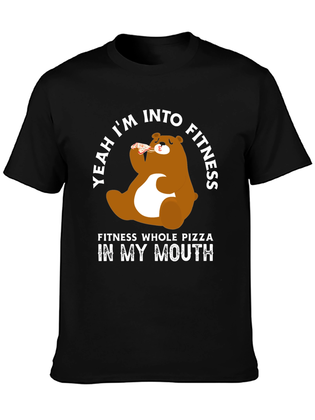 Camiseta Negra Oso Pizza Fitness