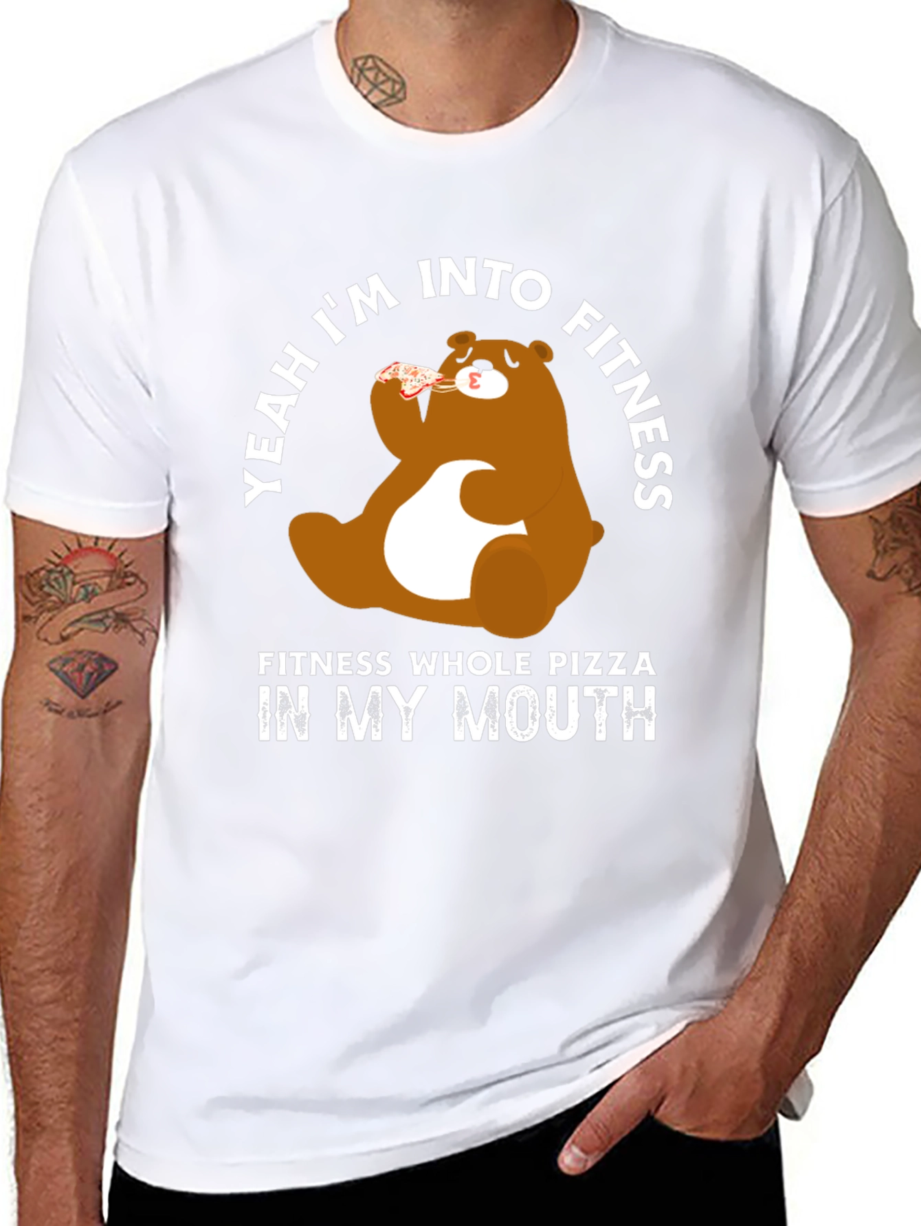 Camiseta Negra Oso Pizza Fitness