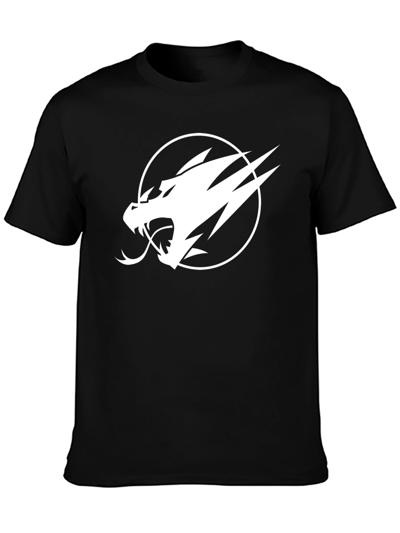 Camiseta Negra con Diseño Dragón Blanco para Hombre
