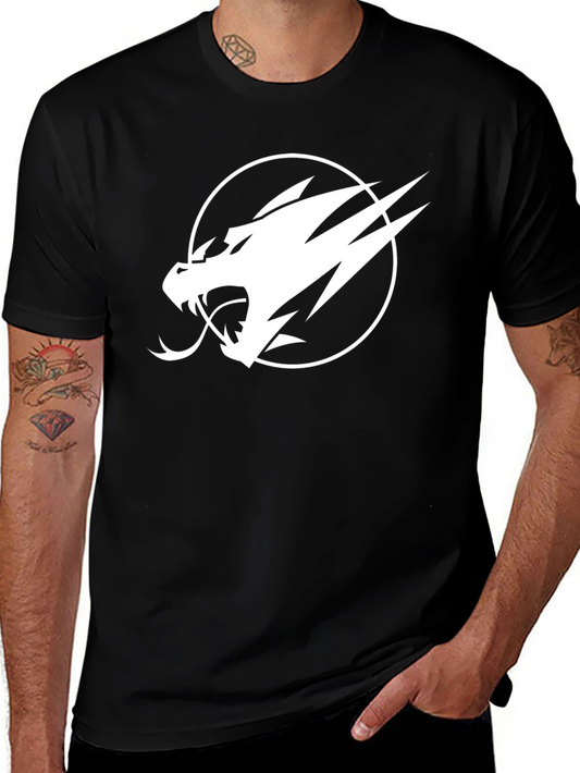 Camiseta Negra con Diseño Dragón Blanco para Hombre