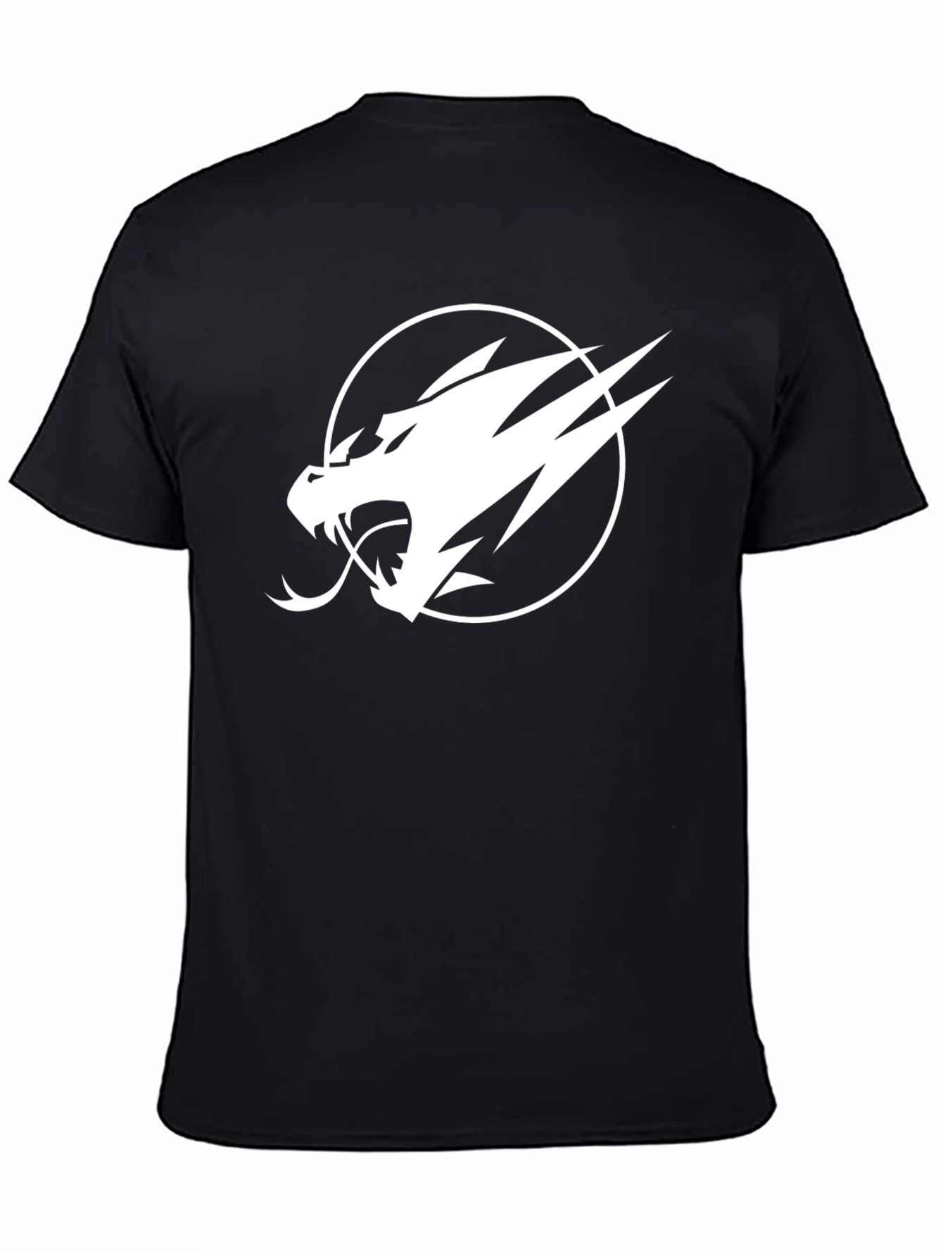 Camiseta Negra con Diseño Dragón Blanco para Hombre
