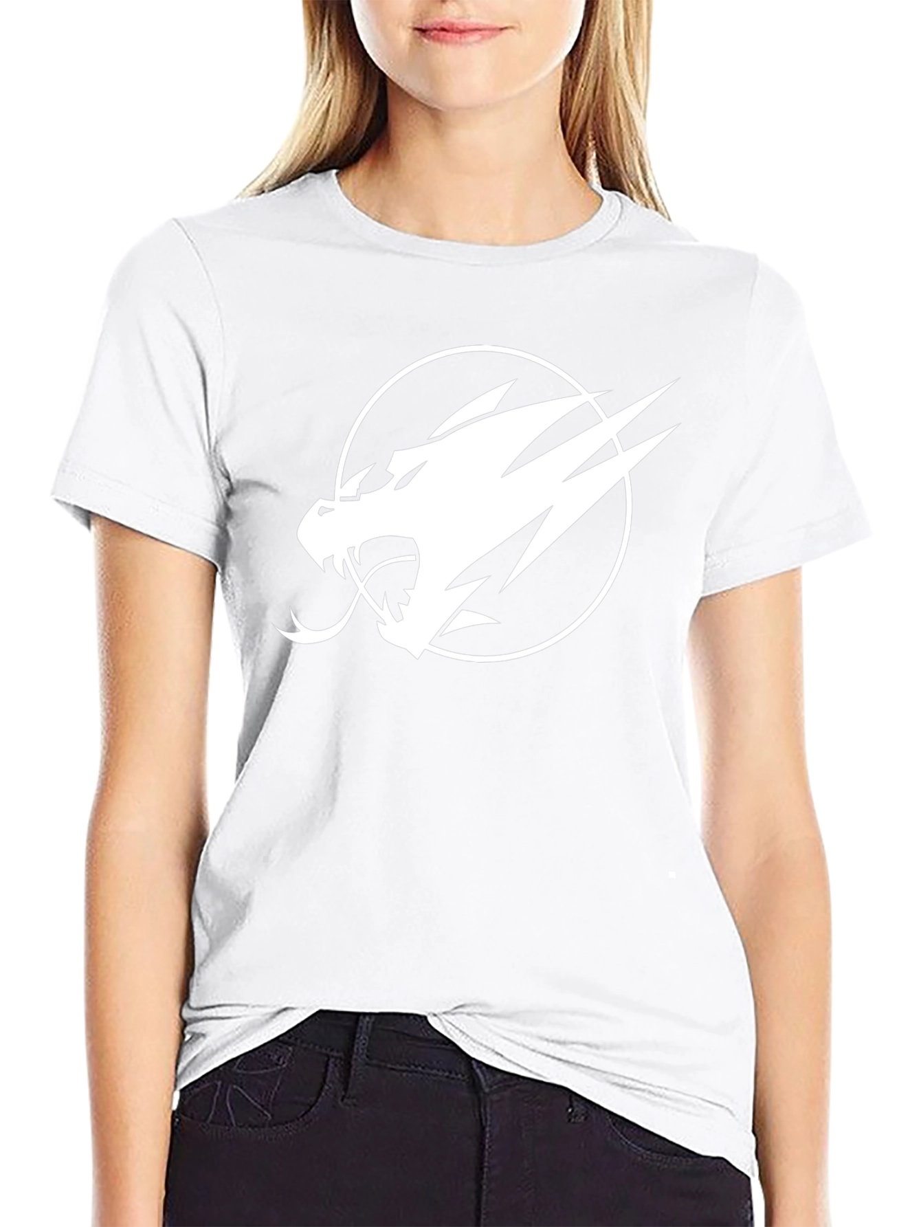 Camiseta Negra con Diseño Dragón Blanco para Hombre