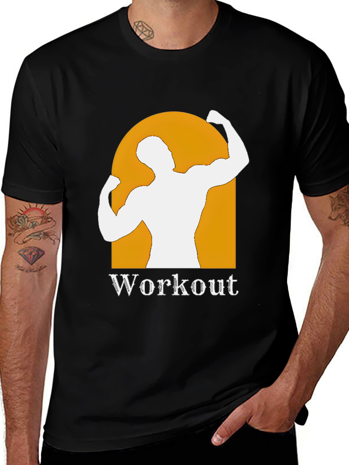 Camiseta Negra Hombre Diseño Workout