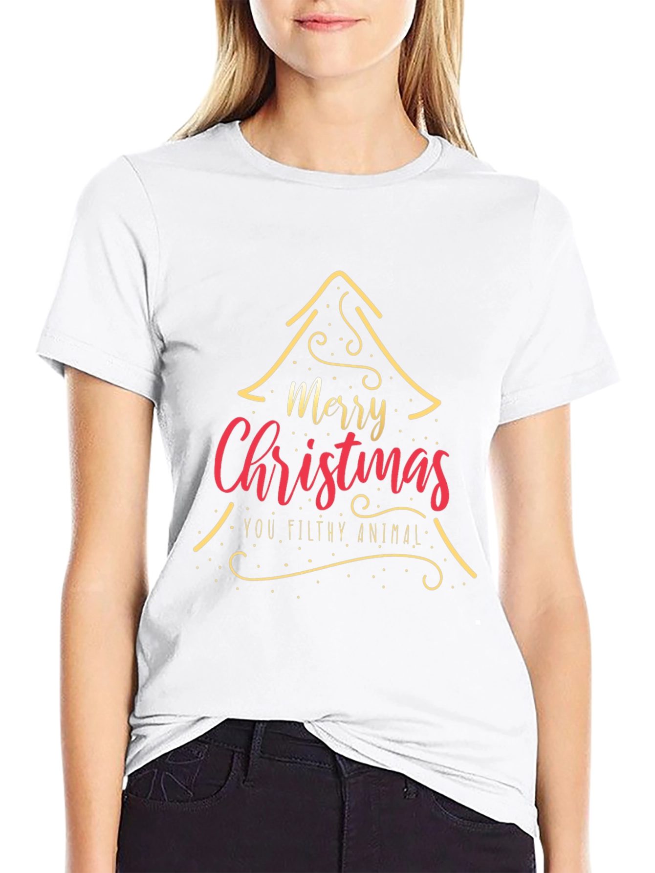 Camiseta Navideña Merry Christmas You Filthy Animal