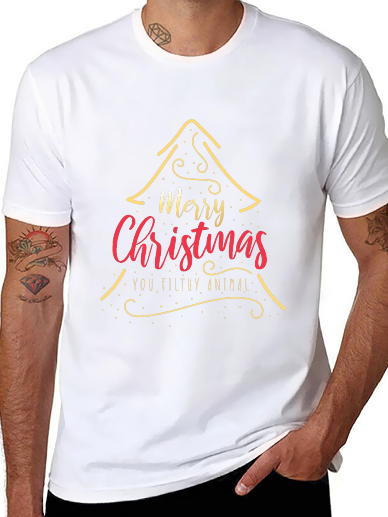 Camiseta Navideña Merry Christmas You Filthy Animal