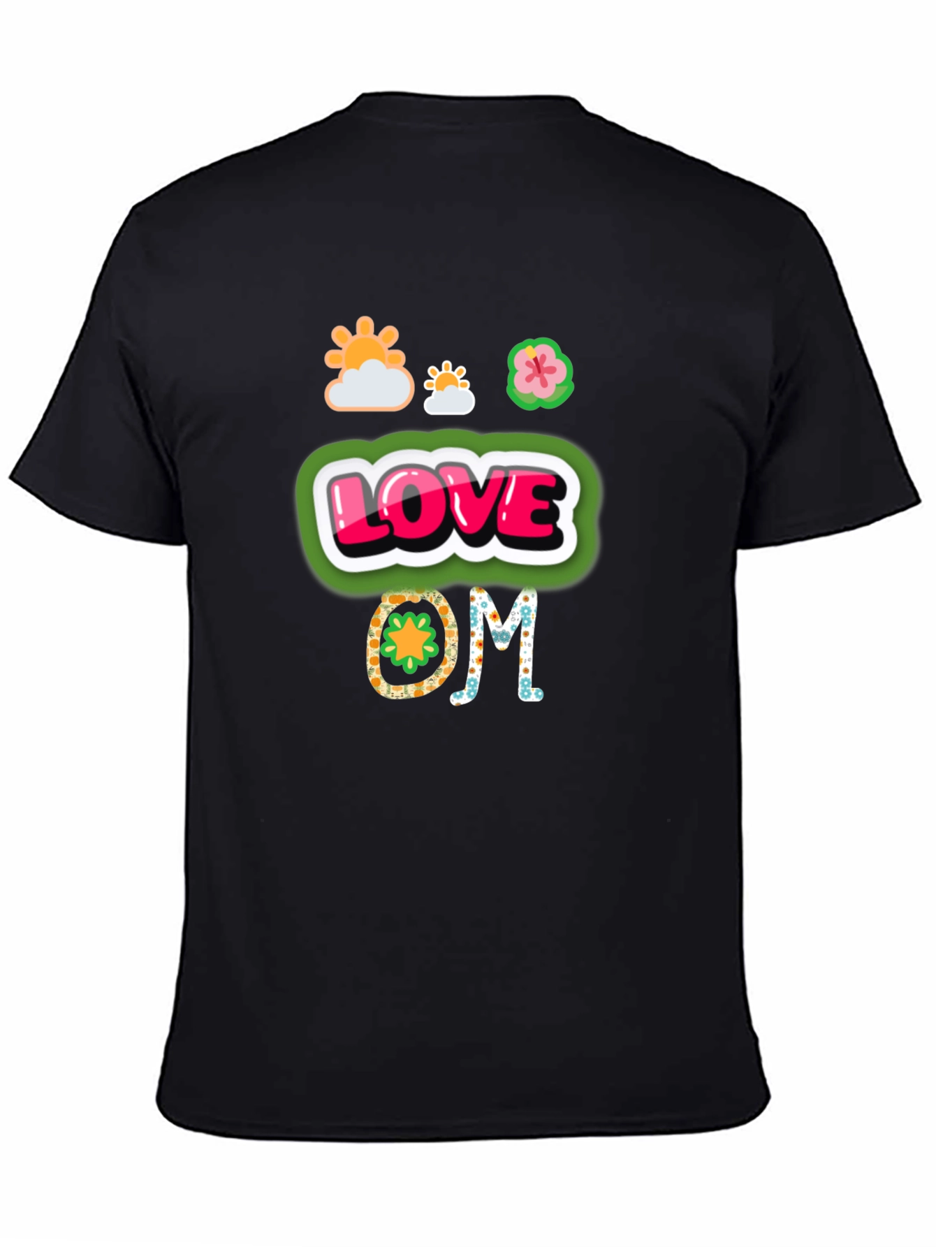 Camiseta Negra con Diseño de Amor y Om