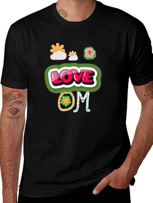 Camiseta Negra con Diseño de Amor y Om