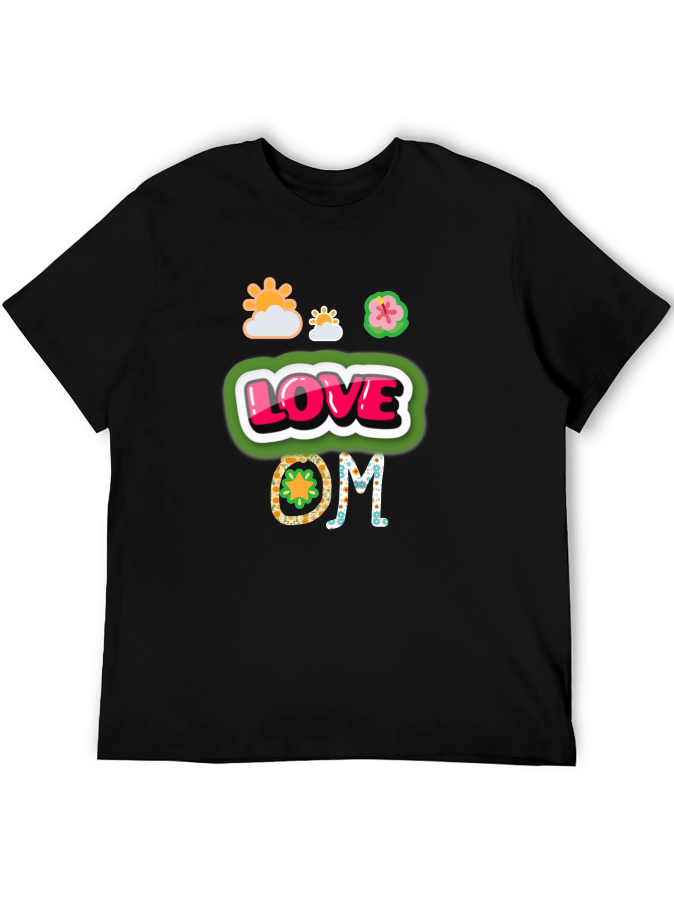 Camiseta Negra con Diseño de Amor y Om