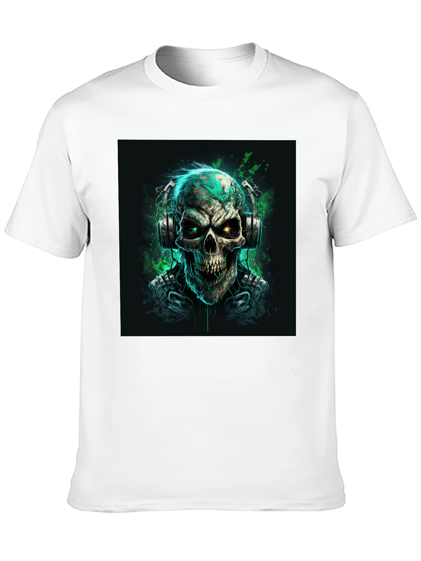 Camiseta Negra con Diseño de Cráneo DJ