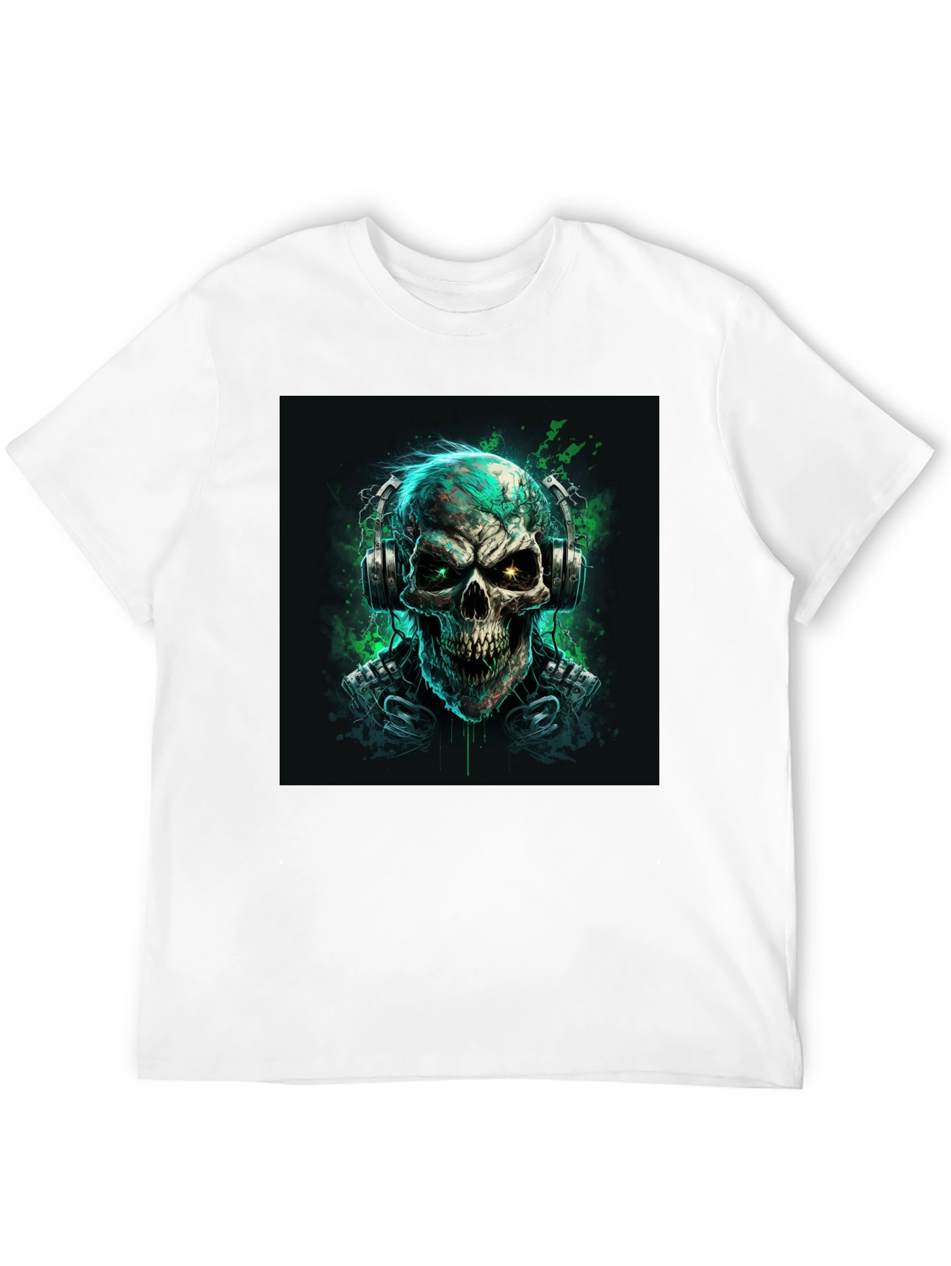 Camiseta Negra con Diseño de Cráneo DJ