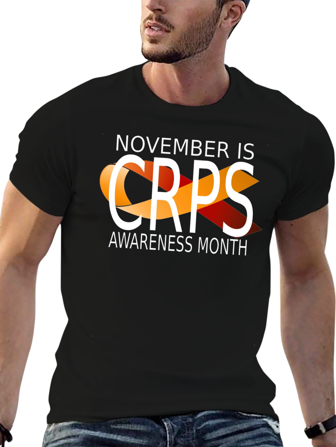 Camiseta Negra Con Cinta CRPS Mes de Concienciación