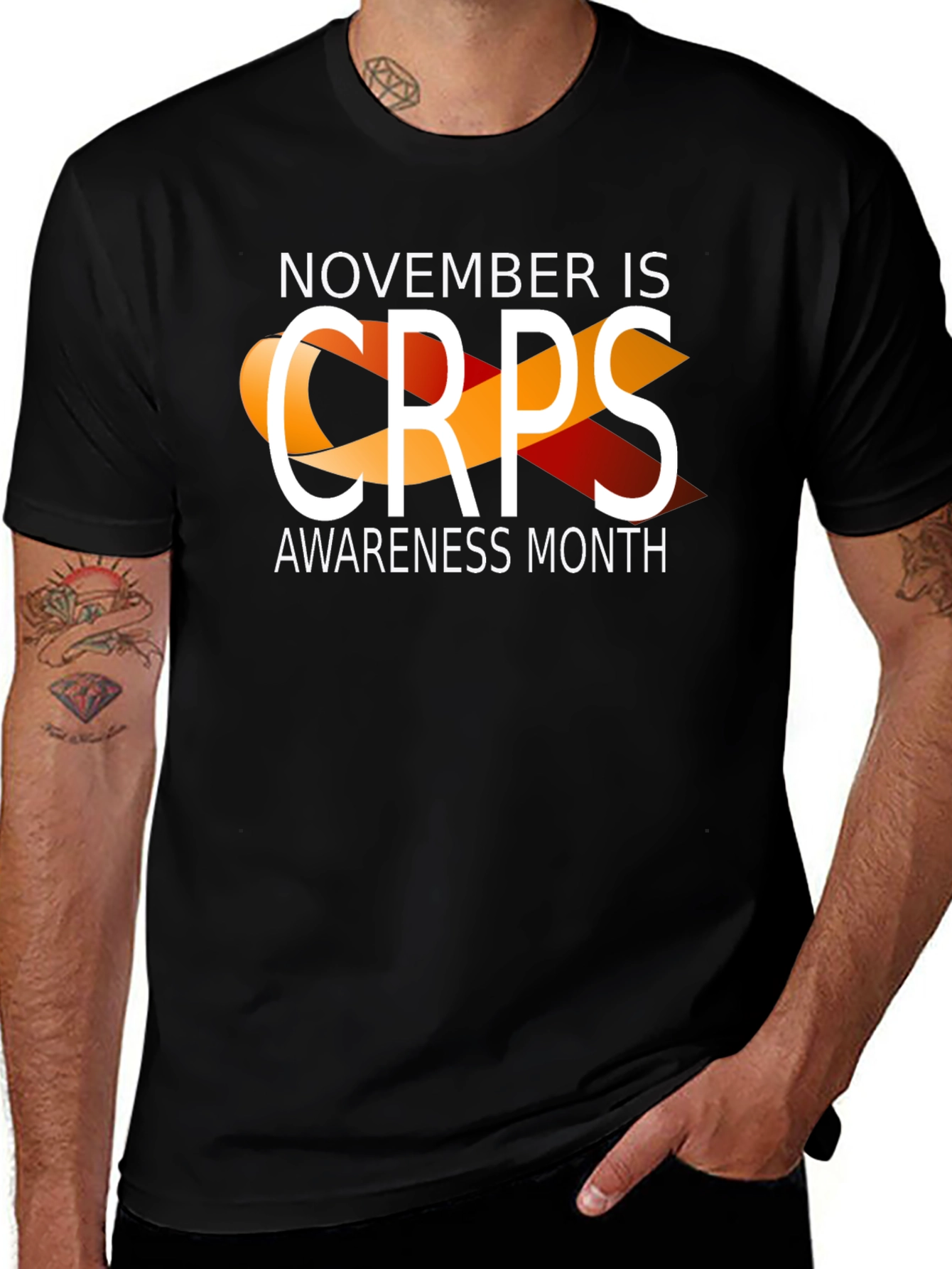 Camiseta Negra Con Cinta CRPS Mes de Concienciación
